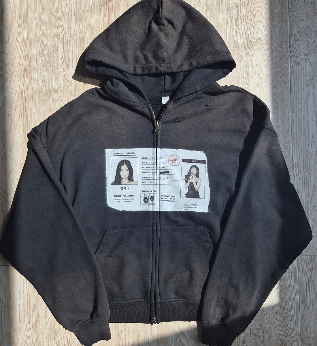 [BLACKPINK] Criminal Record Zip-Up (Washed & Distressed Ver.)