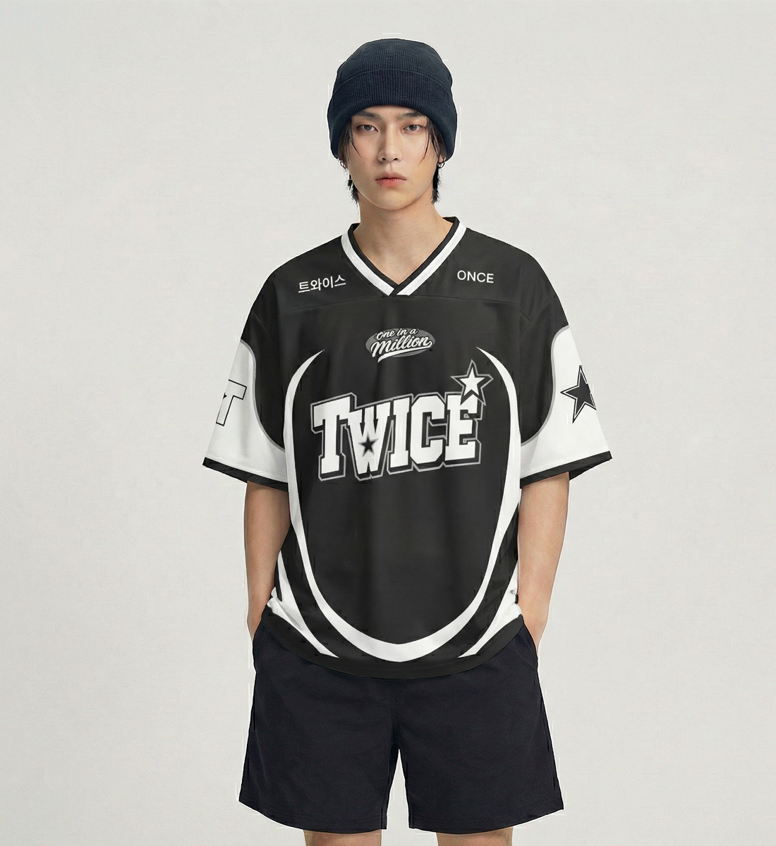 [TWICE] Black V-Neck Jersey (Unisex)