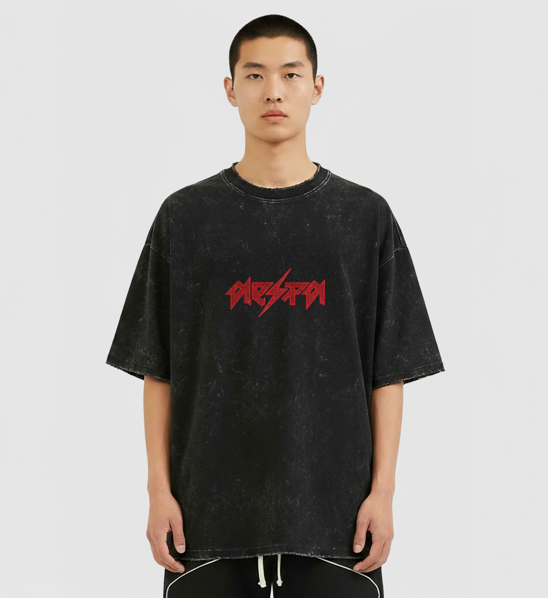 [AESPA] Embroidered Snow Wash Tee (oversized)