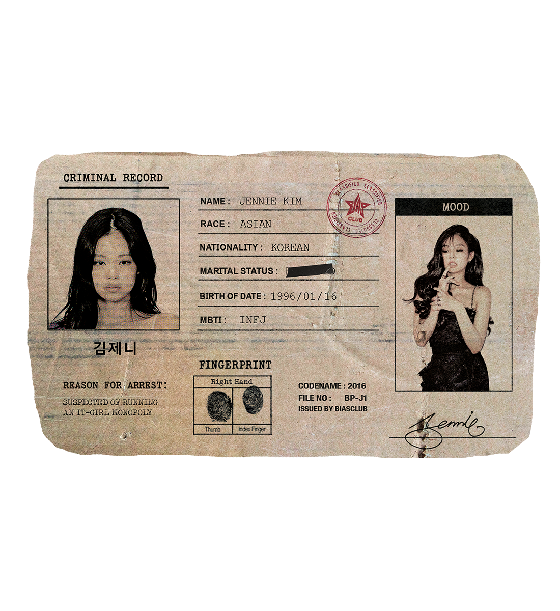 [BLACKPINK] Criminal Record Zip-Up (Washed & Distressed Ver.)