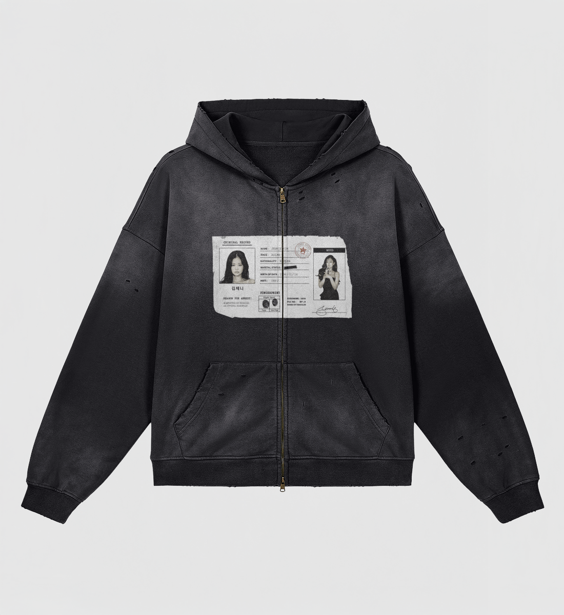 [BLACKPINK] Criminal Record Zip-Up (Washed & Distressed Ver.)