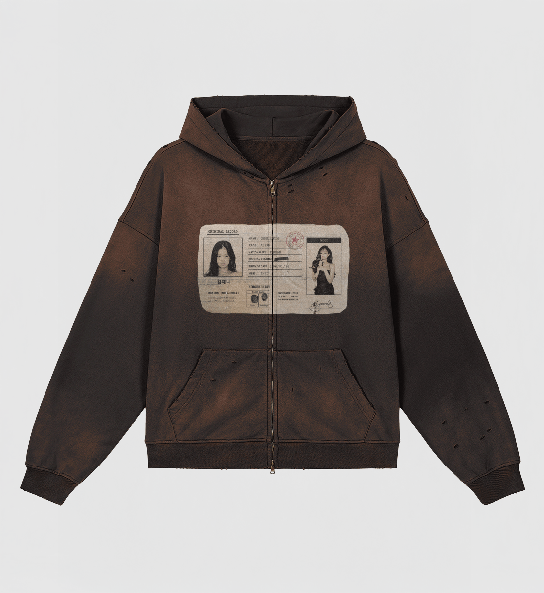 [BLACKPINK] Criminal Record Zip-Up (Washed & Distressed Ver.)