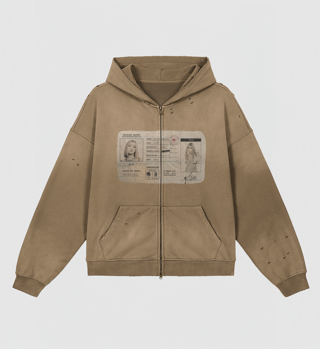 [BLACKPINK] Criminal Record Zip-Up (Washed & Distressed Ver.)