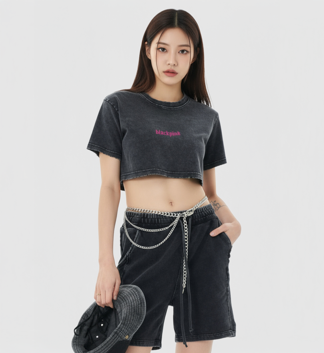 [BLACKPINK] Snow Washed Crop Top