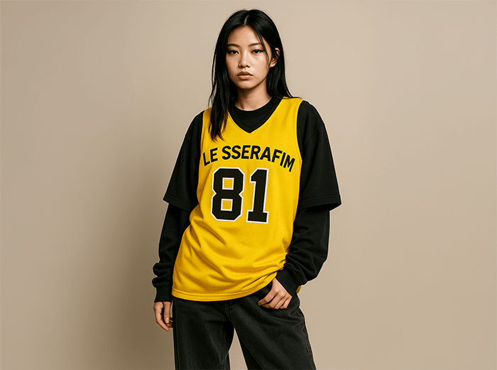 [LE SSERAFIM] Gold Sleeveless Jersey (unisex)